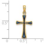 14K Blue Enameled Tapered Cross Charm - Image 3