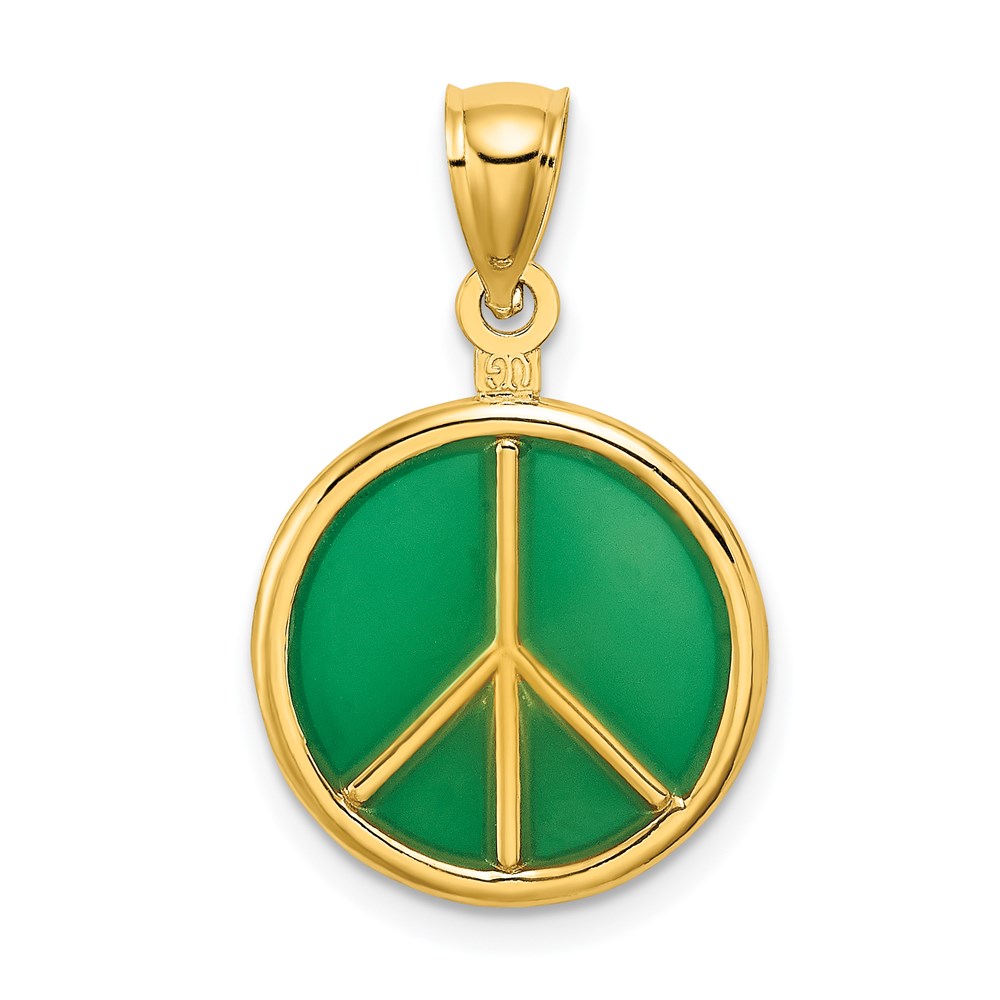 K8637.jpg 14K 3-D Green Enameled Peace Symbol Charm - Image 1