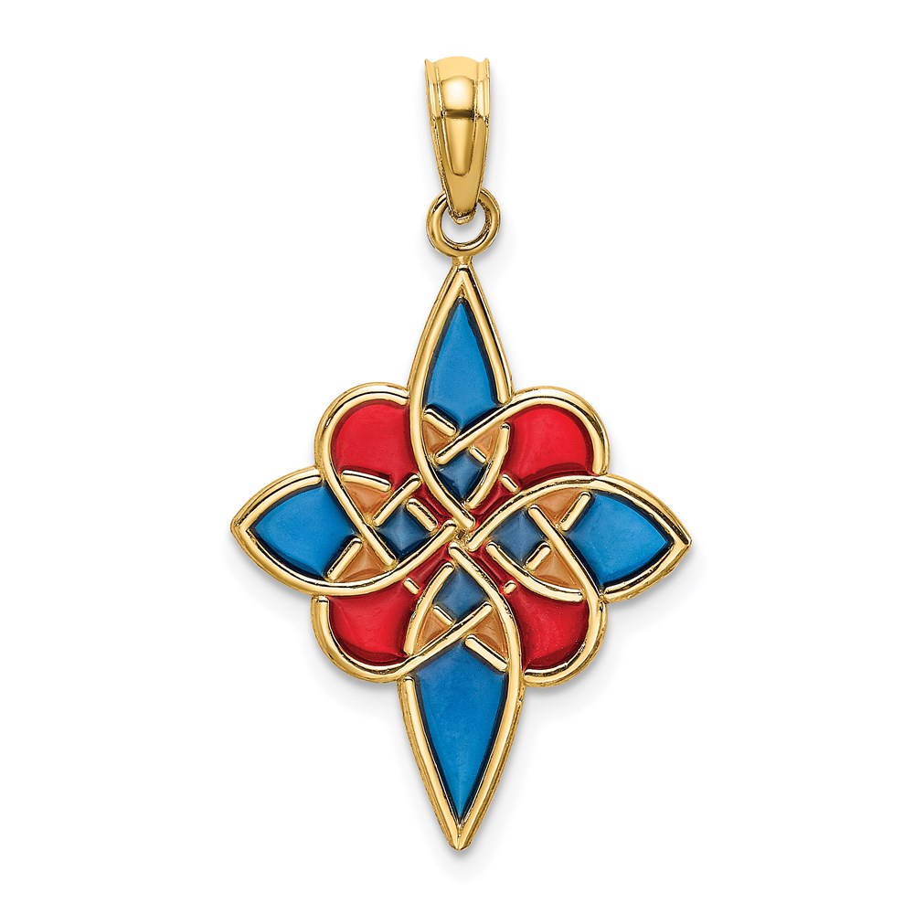 K8639.jpg 14K Multi-color Enameled Celtic Knot Charm - Image 1