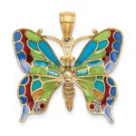 14K Multi-color Enameled Butterfly Pendant - Image 4