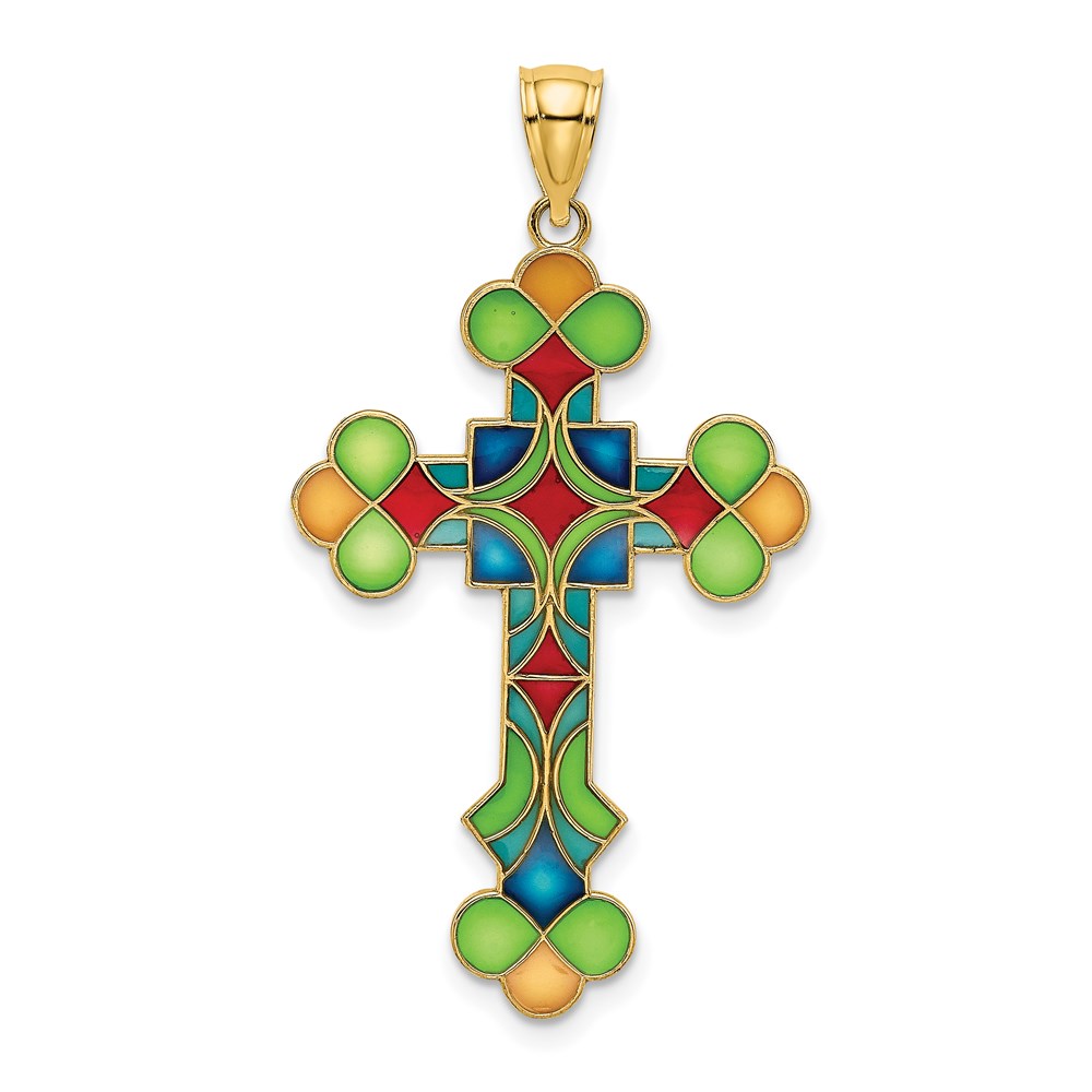 K8641.jpg 14K Multi-Color Enameled Cross Charm - Image 1