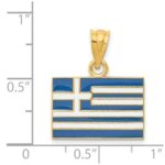 14k Solid Enameled Greece Flag Pendant - Image 4