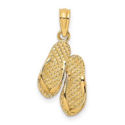 14K 3-D Textured CAPE MAY Flip-flop Charm