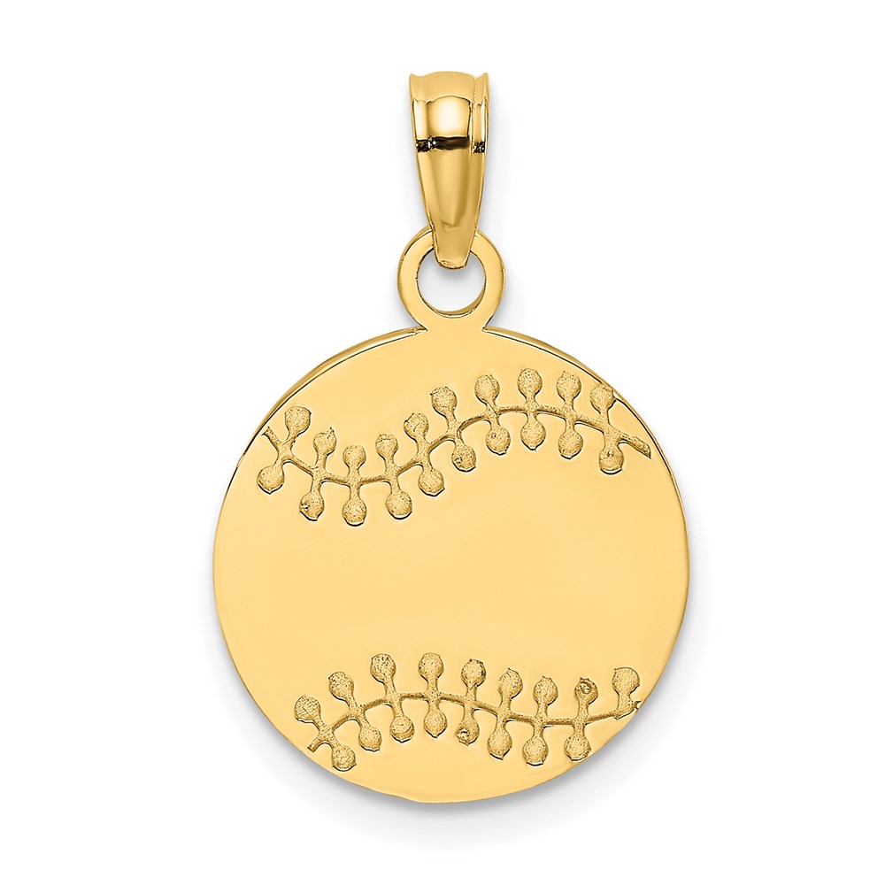 K8724.jpg 14K Polished and Textured Flat Baseball Charm - Image 1