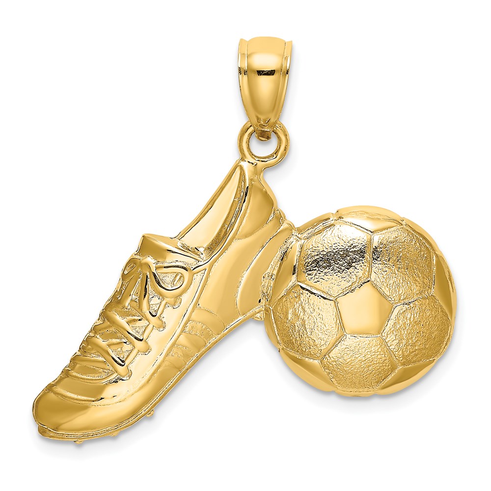 K8746.jpg 14K 2-D Polished Soccer Ball and Shoe Charm - Image 1