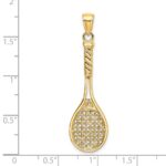 14K Large 3-D Polished Tennis Racquet Charm - Image 3