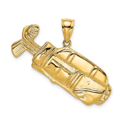 14K 2-D Large Polished Golf Bag Charm