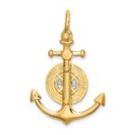 14K Two-tone 3-D Anchor with Compass and Rhodium Needle Charm - Image 4