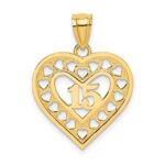 14K 15 in Cut-out Heart Charm