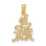 14K Polished Engraved #1 STEP MOM Charm