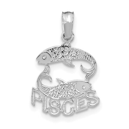 14k White Gold PISCES Zodiac Charm