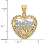 14k Two-tone with White Rhodium SWEET 16 In Heart Charm - Image 3