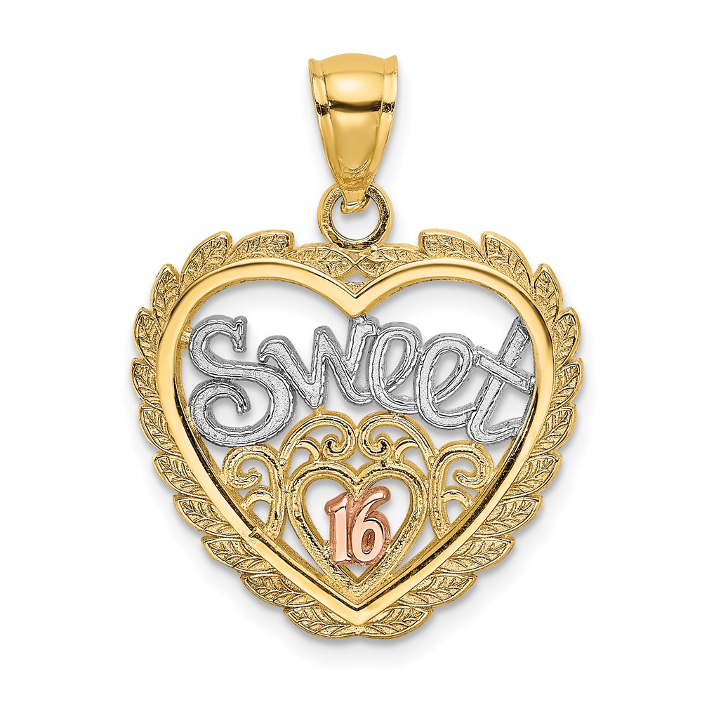 K8961.jpg 14k Two-tone with White Rhodium SWEET 16 In Heart Charm - Image 1