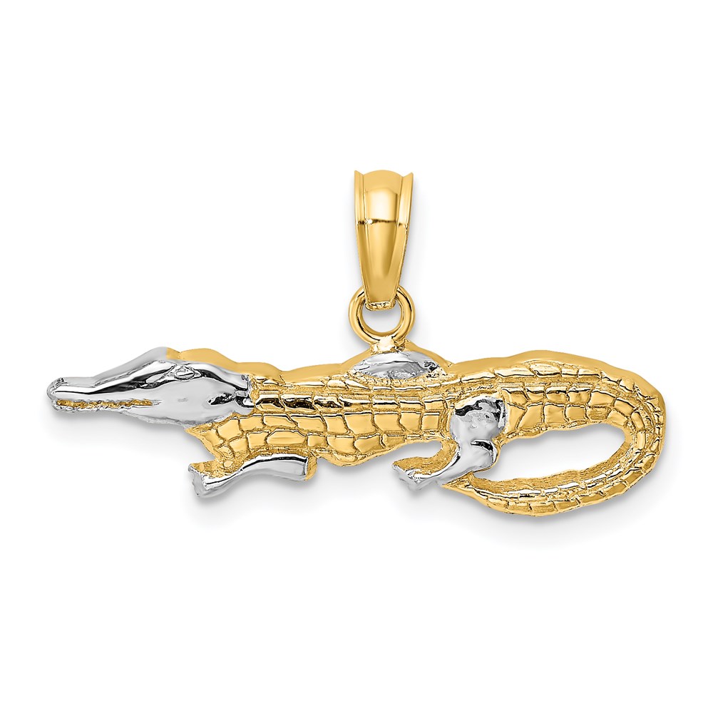K8966.jpg 14k and White Rhodium 2-D Alligator Charm - Image 1