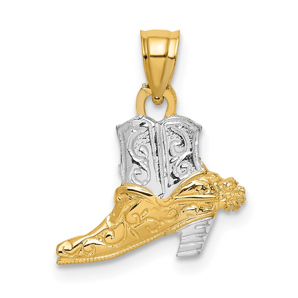 K8971.jpg 14k and White Rhodium Cowboy Boot with Spur Charm - Image 1