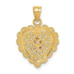 14k Yellow and Rose Gold Flower In Heart Basket Charm - Image 4