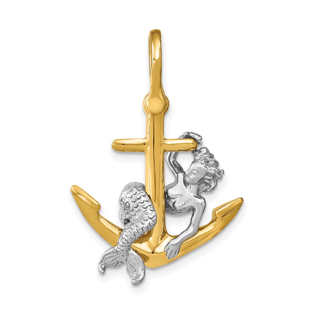 K8993.jpg 14K Two-Tone 3-D Anchor and Mermaid Charm - Image 1