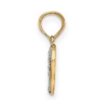 14k with White Rhodium Textured Mini Heart Charm - Image 2