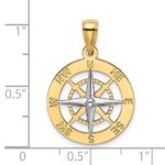 14K Nautical Compass with White Gold Needle Charm - Image 3