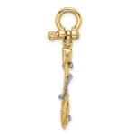 14K Two-tone 3-D Anchor with Rope and Shackle Bail Charm - Image 2