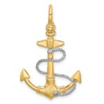 14K Two-tone 3-D Anchor with Rope and Shackle Bail Charm - Image 4