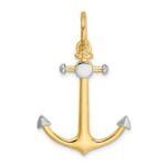 14K and White Rhodium 3-D Anchor with Shackle Bail Charm