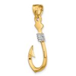 14K and White Rhodium 3-D Fish Hook With Rope Charm - Image 5