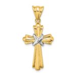 14K Two-Tone Polished -X- Center Design Cross Charm