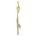 14K and White Rhodium 3-D Moveable Fishing Pole with Reel Charm - Image 2
