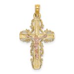 14k Two-Tone with Lace Trim Crucifix Charm