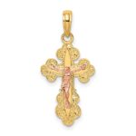 14K Two-Tone Crucifix with Scallop Trim Charm