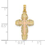 14K Two-Tone with Lace Trim Cross Charm - Image 3