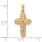 14K Two-Tone Crucifix with Lace Trim Charm - Image 3