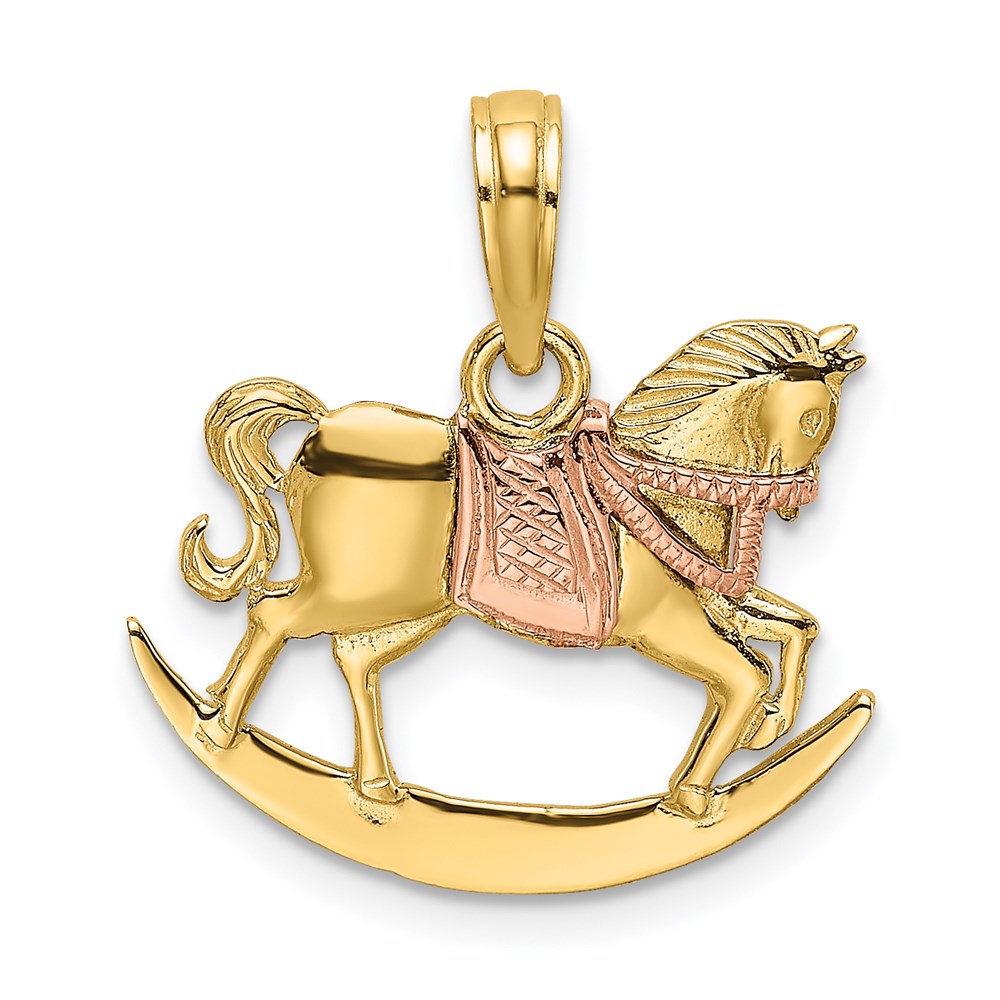 K9063.jpg 14k Two-Tone Rocking Horse with Saddle Charm - Image 1