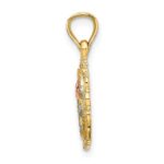 14K Two-tone with White Rhodium Rose In Oval Frame Charm - Image 2