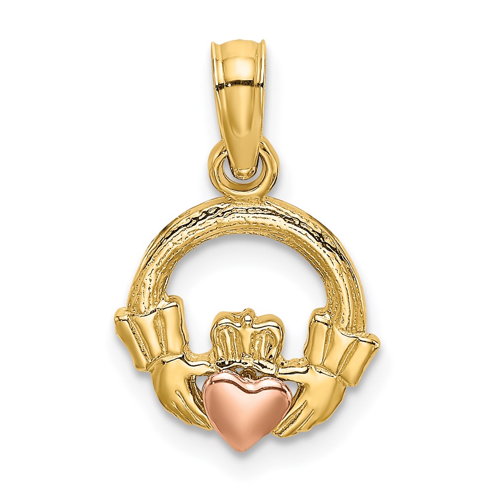 K9070.jpg 14k Two-Tone Claddagh with Heart Charm - Image 1