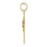14k Two-Tone Textured Cross with Flower Charm - Image 2