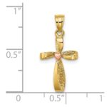 14k Two-Tone Twisted Cross with Heart Charm - Image 2