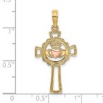 14K Two-Tone Claddagh Cross Charm - Image 3