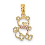 14k Two-Tone Cut-out Teddy Bear with Bow Tie Charm