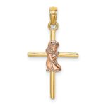 14K Two-Tone 2-D Girl On Cross Charm