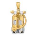 14K and White Rhodium 3-D Double Scuba Tanks with Air Hose Charm - Image 4
