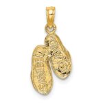 14k with White Rhodium 3-D SANIBEL ISLAND Double Flip Flop Charm - Image 3