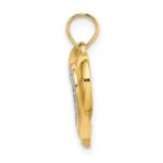 14k and White Rhodium Polished and Textured Heart Charm - Image 2