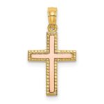 14k Two-tone Polished Cross Charm