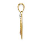 14k Two-tone with White Rhodium #1 DAUGHTER Heart Charm - Image 2