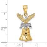 14k and White Rhodium 3-D Liberty Bell with Moveable Clapper and Eagle Top Charm - Image 3