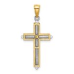 14K Two-tone Polished Cross Charm - Image 4