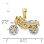 14k Two-tone 3-D Dirt Bike Motorcycle with Moveable Wheels Charm - Image 4