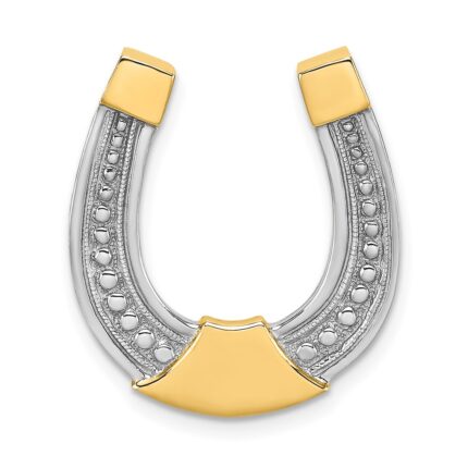 14k and White Rhodium Horseshoe Chain Slide Charm
